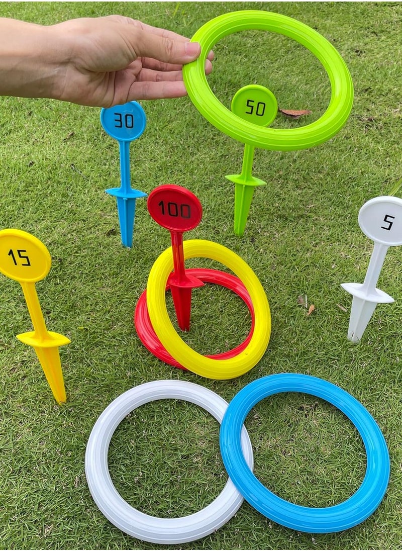 QUTOOB Hoop Loop Ring Toss Game Set - Indoor Outdoor Play for Kids, Educational Play, Develops Hand Eye Coordination Skills, Beach Games, Fun Party Game for Family, Friends, School Yard Games, Group Games  - Image 2