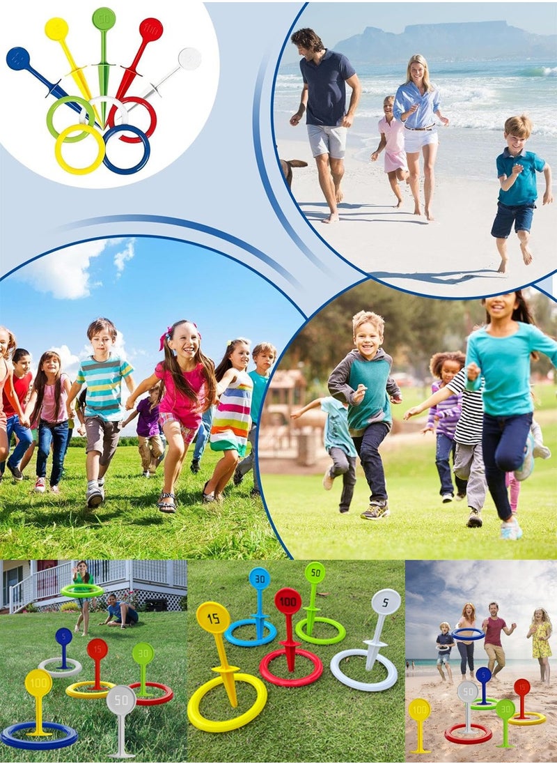 QUTOOB Hoop Loop Ring Toss Game Set - Indoor Outdoor Play for Kids, Educational Play, Develops Hand Eye Coordination Skills, Beach Games, Fun Party Game for Family, Friends, School Yard Games, Group Games  - Image 3