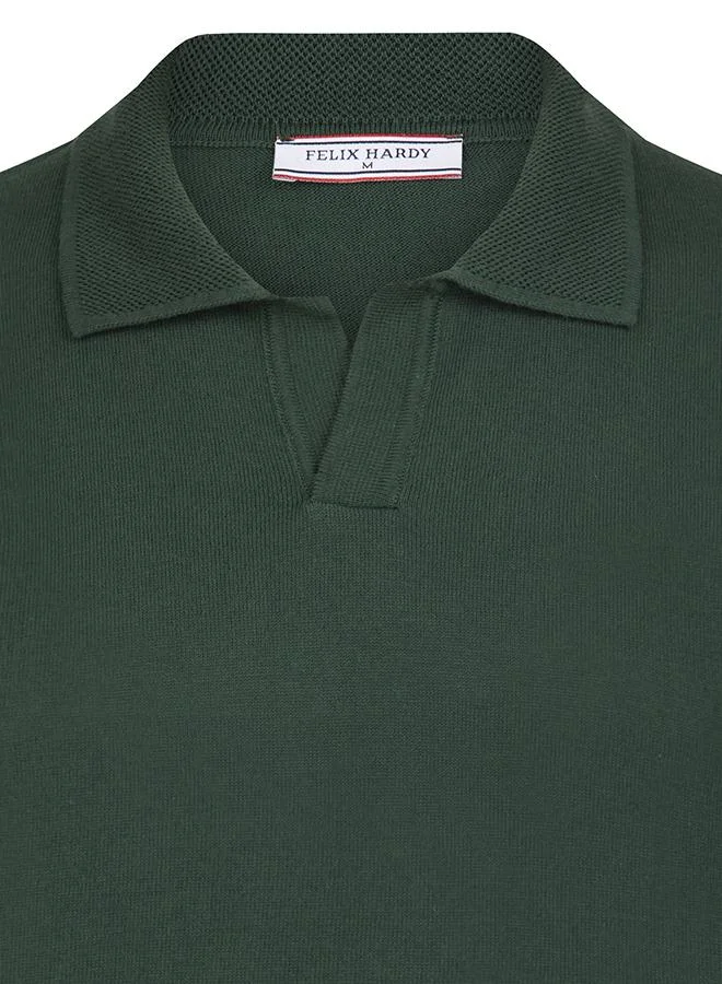 FELIX HARDY Darkgreen Pullover with Polo Collar - Buttonless for Men | Best Price UAE