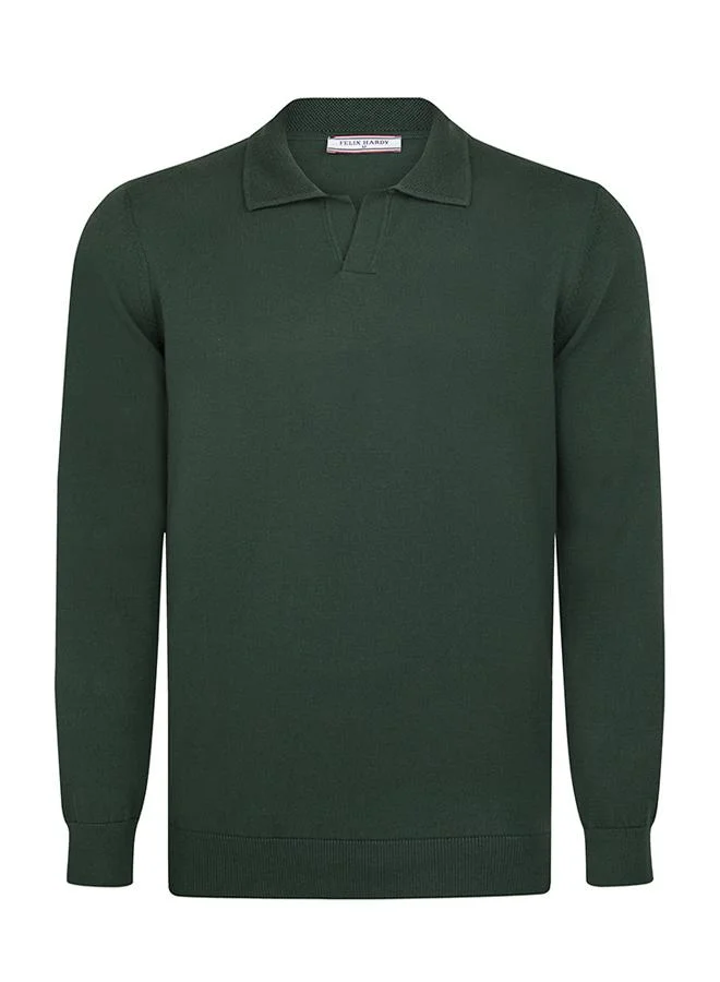 Pullover with Polo Collar - Buttonless