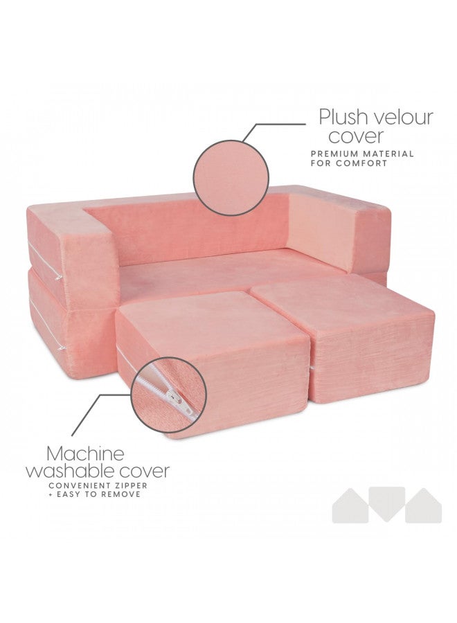 milliard Milliard Kids Couch - Modular Kids Sofa for Toddler and Baby Playroom/Bedroom Furniture (Pink) with Bonus Pillow  - Image 4