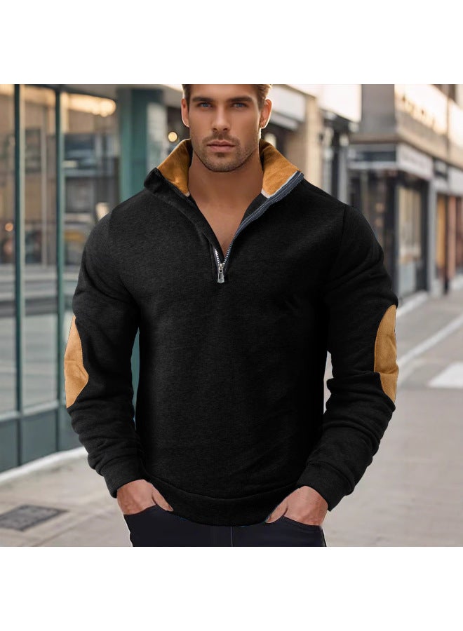 سبرينغ سترة رجالية للربيع/الخريف، خارجية وكاجوال، مطرزة، بلوكات لونية، ياقة واقفة، أكمام طويلة، سميكة - Image 2