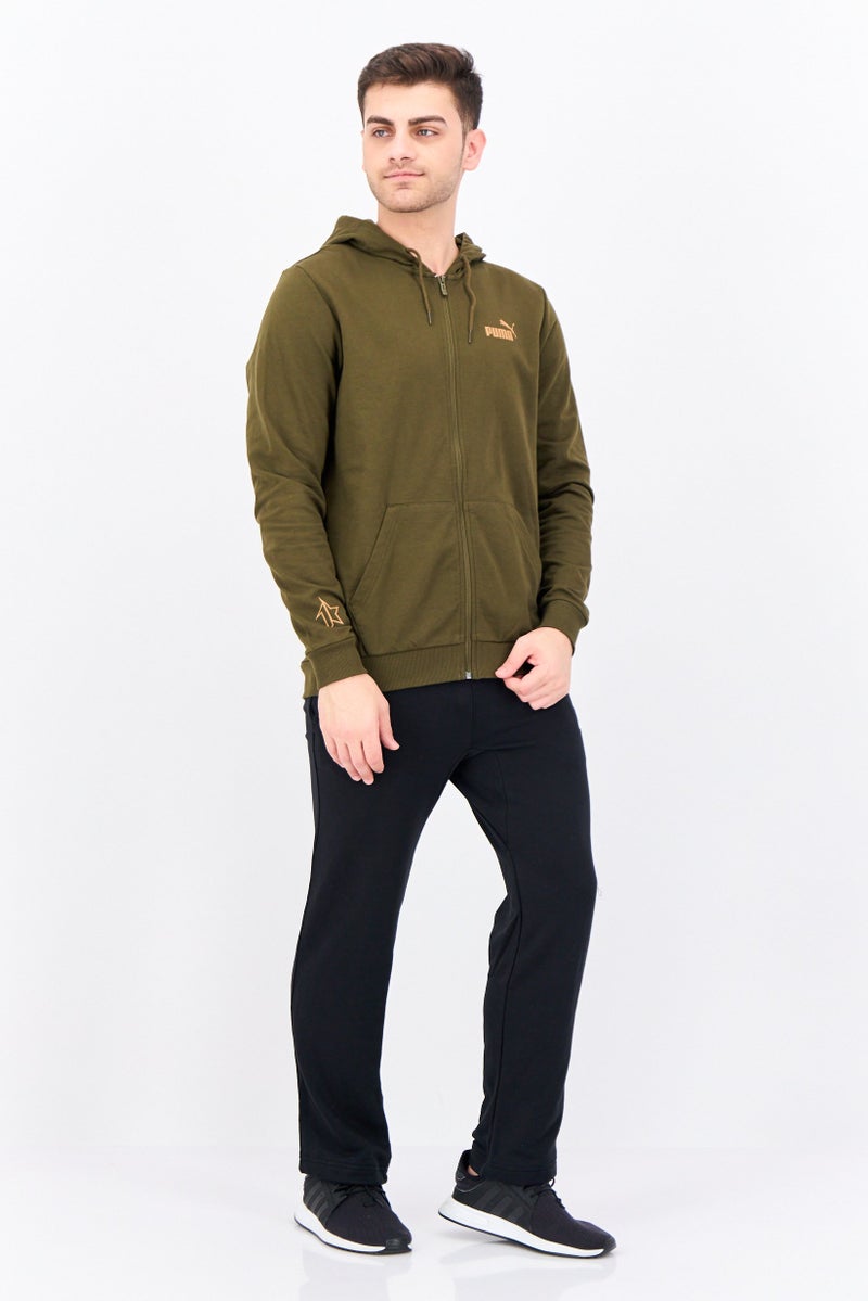 PUMA Men Slim Fit Hooded Outdoors Sweatshirt, Deep Olive - Image 4