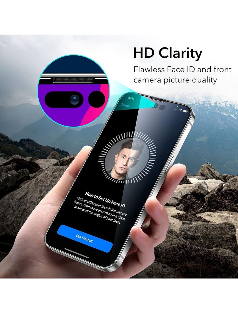 Raxoom 2-Pack Tempered Glass Screen Protector for iPhone 14 Pro Max 6.7" - 9D Full Coverage, Edge-to-Edge, Case Friendly, Clear/Black - Image 3