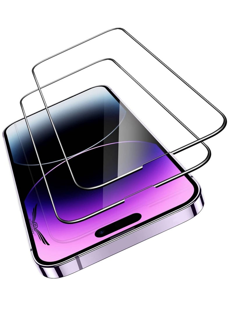 Raxoom 2-Pack Tempered Glass Screen Protector for iPhone 14 Pro Max 6.7" - 9D Full Coverage, Edge-to-Edge, Case Friendly, Clear/Black - Image 1