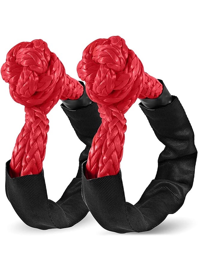 Generic Red Soft Shackles For Recovery, Set of Two 1/2 Inch X 22 Inch (38,000lbs Breaking Strength) Soft Shackle Rope Synthetic with Protective Sleeve for Boating SUV ATV Truck Recovery(Red, 2 Pack)  - Image 1
