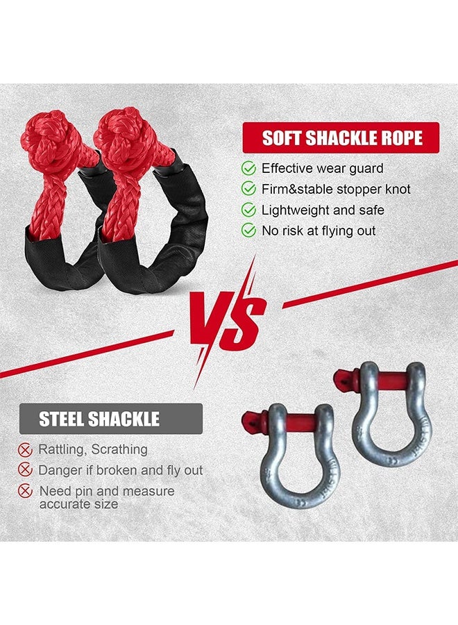 Generic Red Soft Shackles For Recovery, Set of Two 1/2 Inch X 22 Inch (38,000lbs Breaking Strength) Soft Shackle Rope Synthetic with Protective Sleeve for Boating SUV ATV Truck Recovery(Red, 2 Pack)  - Image 5