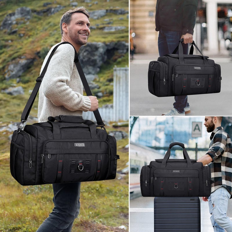 WITZMAN Duffle Bag for Men Large Overnight Carry On Weekender Bag with Shoe Compartment Sports Gym Duffle Bags for Traveling(B719 Black) - Image 2