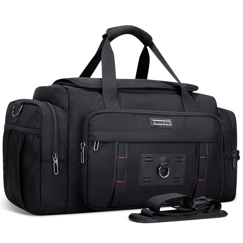 WITZMAN Duffle Bag for Men Large Overnight Carry On Weekender Bag with Shoe Compartment Sports Gym Duffle Bags for Traveling(B719 Black) - Image 1