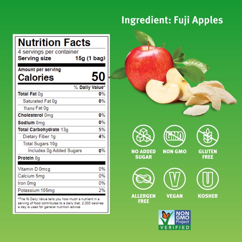 Crispy Green Natural Freeze-Dried Fruit, Apple Single-Serve, No Sugar Added, 0.53 Ounce (Pack of 12) - Image 2