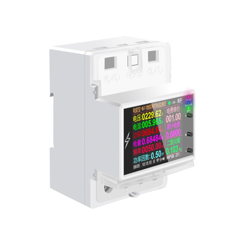 BT Version Intelligent 2P Electricity Power Monitor DIN-rail Mounting Multi-energy Alternating Current Meter 2.4 inch LCD Color Screen Mobilephone APP Remote Controlling Device - Image 1