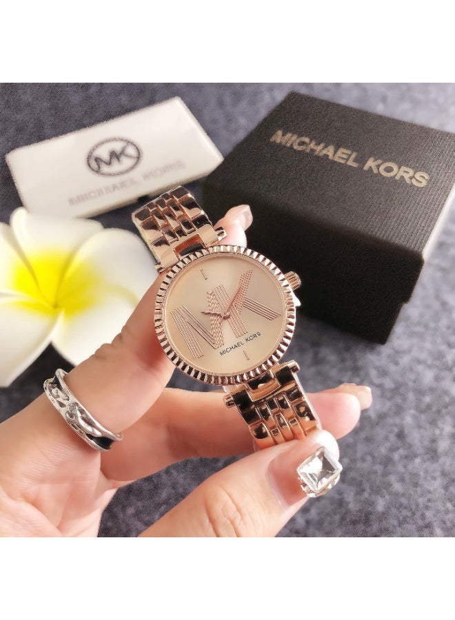 ام كي Michael Kors Women's Rose Gold - Tone Watch with Signature Logo Dial and Stainless Steel Bracelet