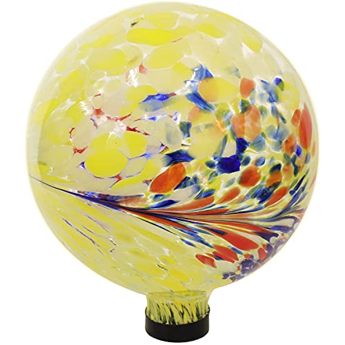 Sunnydaze 10Inch Gazing Ball for Garden  Glass Gazing Globe for Outside  Garden Orb Yard Decor  Bright Summer Burst