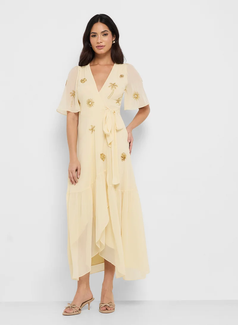 Hope & Ivy Embroidered Chiffon Dress