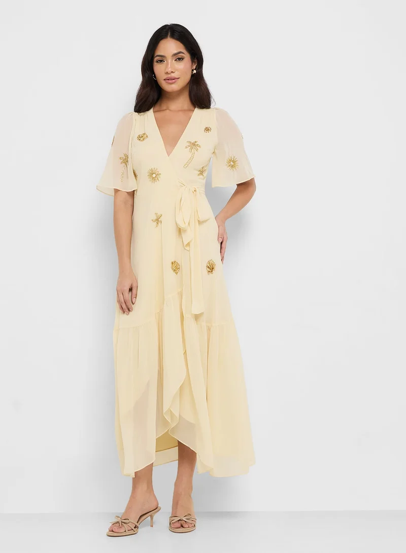 Hope & Ivy Embroidered Chiffon Dress