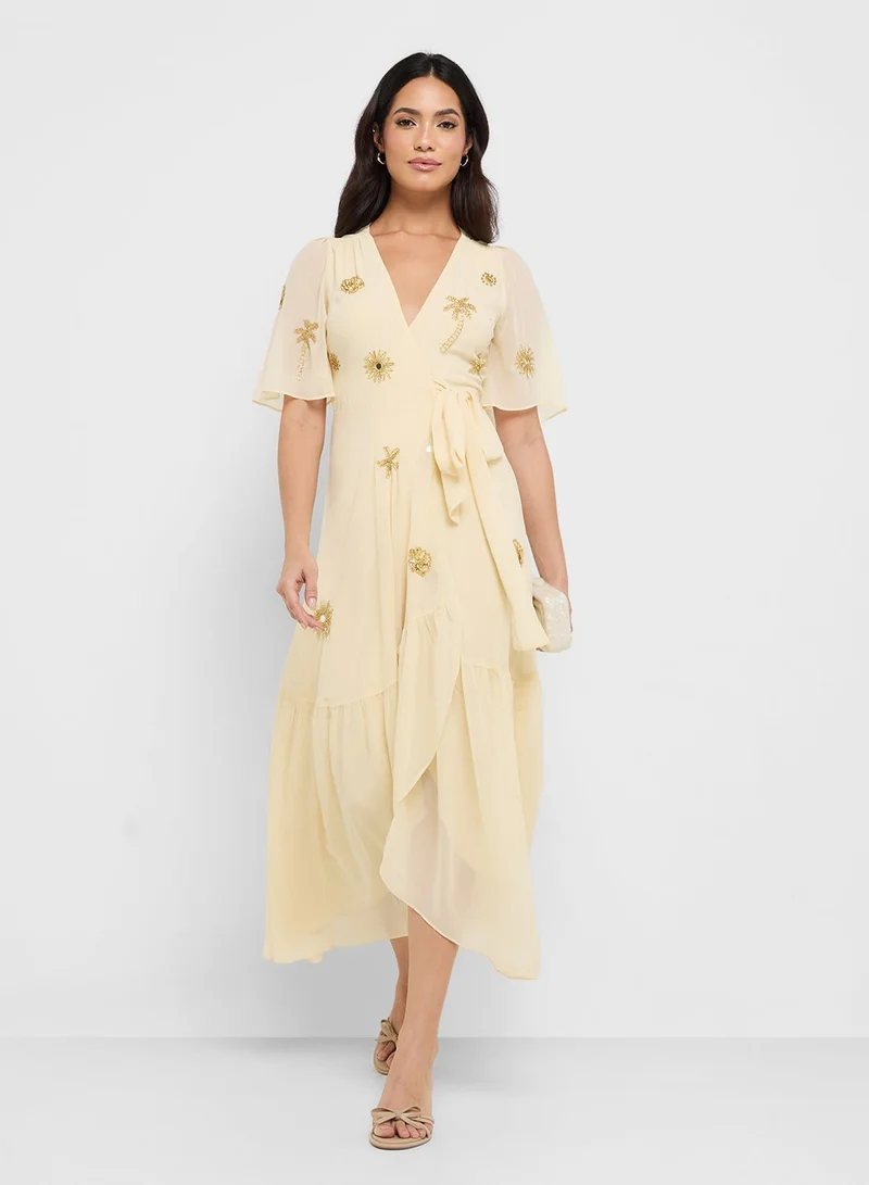 Hope & Ivy Embroidered Chiffon Dress
