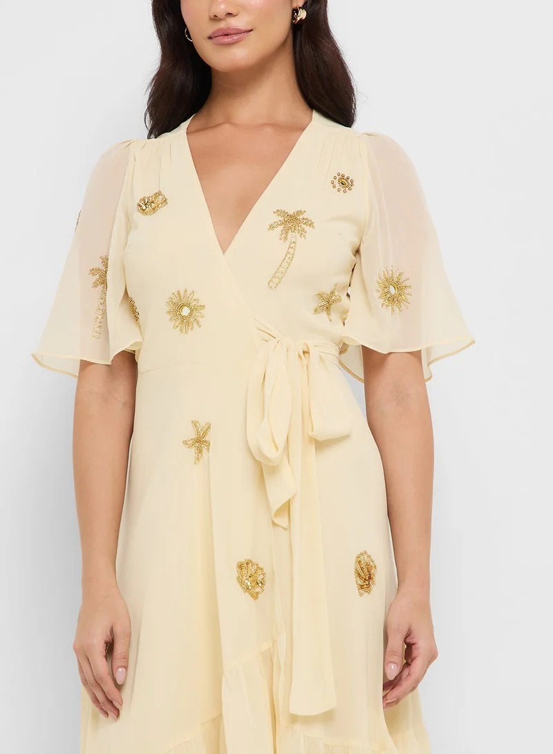 Hope & Ivy Embroidered Chiffon Dress