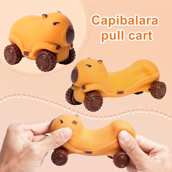 Aruytps 2PACK Capybara Car Toys for Kids, Cute Animal Stress Ball Toys, Squeeze Toy Stretchy Sensory Anxiety Relief Toys for Party Favor - Image 3