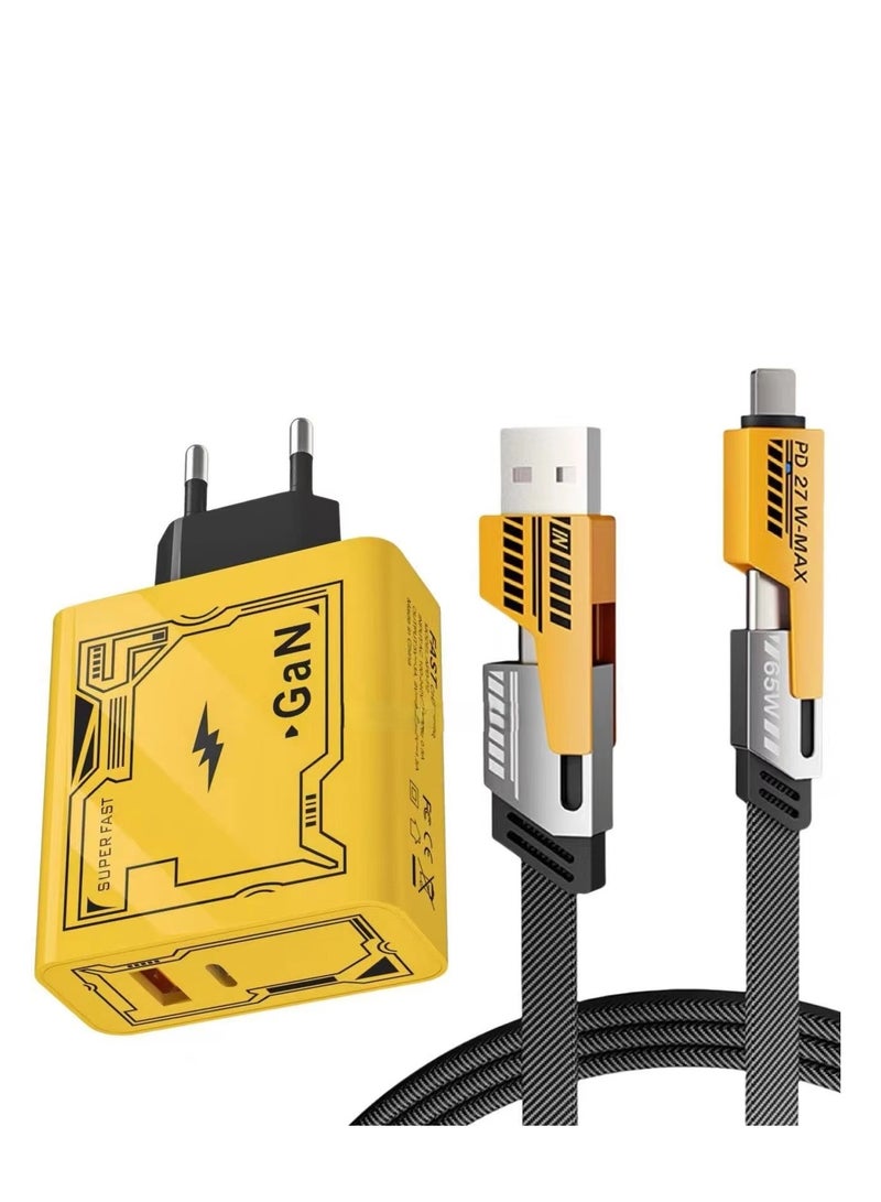 120W GaN Fast Charger - Super Fast USB-A & USB-C Wall Charger with Braided USB-A to Lightning & to USB-C Cables  Universal Smart Phone Charger for Xiaomi 14/13/12/14T/13T/12T/12s Pro Lite, & Android Devices – Ultra-Fast Maximum Speed & Efficiency - Image 1