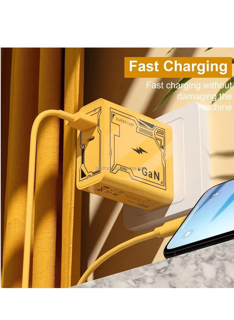 120W GaN Fast Charger - Super Fast USB-A & USB-C Wall Charger with Braided USB-A to Lightning & to USB-C Cables  Universal Smart Phone Charger for Xiaomi 14/13/12/14T/13T/12T/12s Pro Lite, & Android Devices – Ultra-Fast Maximum Speed & Efficiency - Image 3