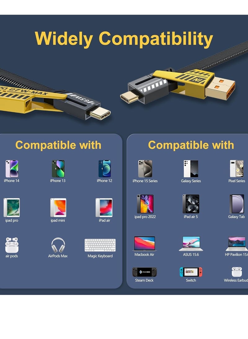 120W GaN Fast Charger - Super Fast USB-A & USB-C Wall Charger with Braided USB-A to Lightning & to USB-C Cables  Universal Smart Phone Charger for Xiaomi 14/13/12/14T/13T/12T/12s Pro Lite, & Android Devices – Ultra-Fast Maximum Speed & Efficiency - Image 5