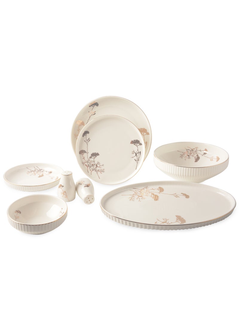 Life Smile 29-Pcs Dinner Set – Porcelain Dinnerwares- Serving Dish and Bowls Set Includes 6x Dinner Plates, 6x Fruit Plates, 6x Soup Plates, 6 x Dessert Bowls, 2x Oval Plates, 1x Salad Bowl, and 1x Salt and Pepper Shaker - Image 1