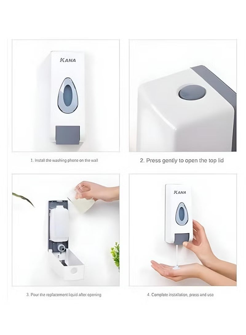 Kana Wall Mounted Soap Dispenser 360ml - Multi-Purpose Liquid Hand Sanitizer & Soap Pump for Kitchen, Bathroom, and Office - Hygienic & Easy Installation - Image 3