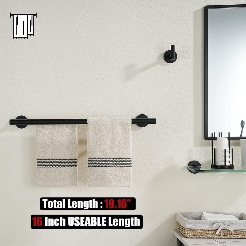 JQK Black Double Towel Bar, 19 Inch 304 Stainless Steel Thicken 0.8mm Towel Rack Bathroom, Towel Holder Matte Black Wall Mount, Useable Length 16 Inch, TB100L16-PB - Image 3