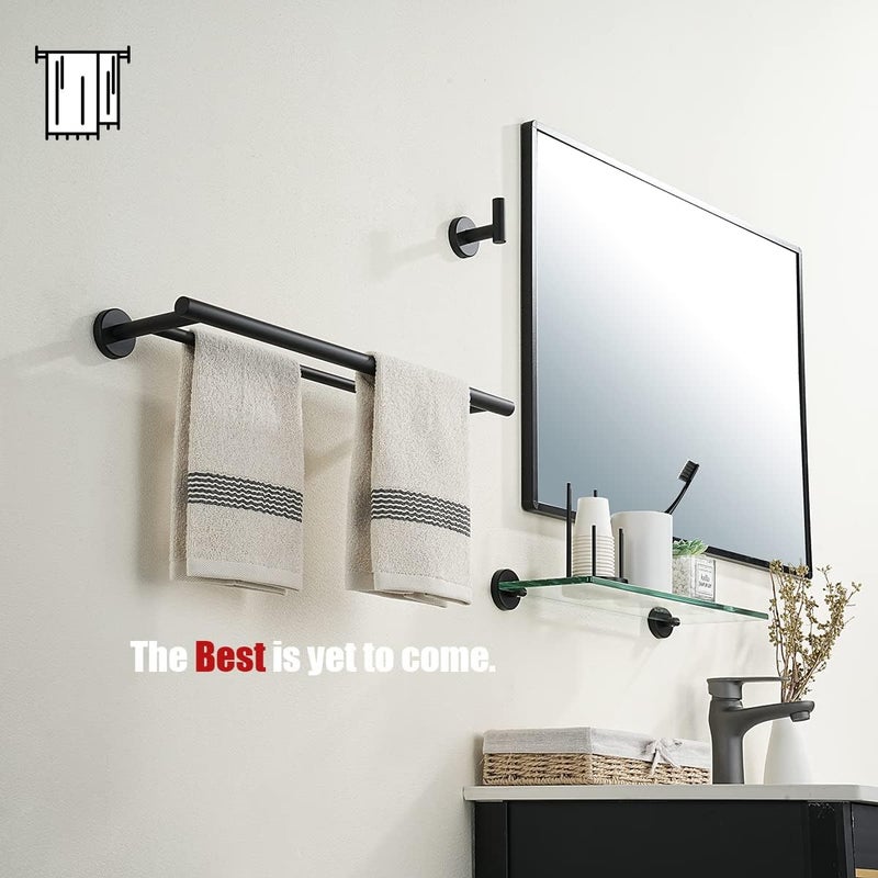 JQK Black Double Towel Bar, 19 Inch 304 Stainless Steel Thicken 0.8mm Towel Rack Bathroom, Towel Holder Matte Black Wall Mount, Useable Length 16 Inch, TB100L16-PB - Image 4