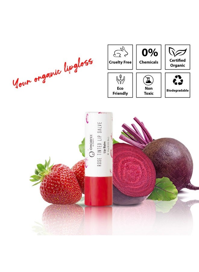 OMORFEE BE EXOTIC OF - Omorfee 100% Organic Tinted Lip Balm Stick Treatment Natural Lip Tint Gloss Long Lasting Rose Lip Tint Strawberry Flavor Beetroot & Cocoa Butter Pink Red Color Moisturizing Lip Balm 6G/0.21Oz - Image 1