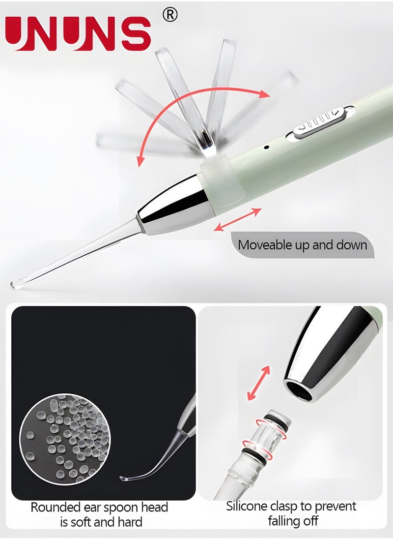 UNUNS Ear Wax Removal,Earwax Remover kit With Flashlight And 2 Interchangeable Heads,Ear Picker Clean Kit With Ear Forceps And Ear Spoons,2pcs  - Image 2