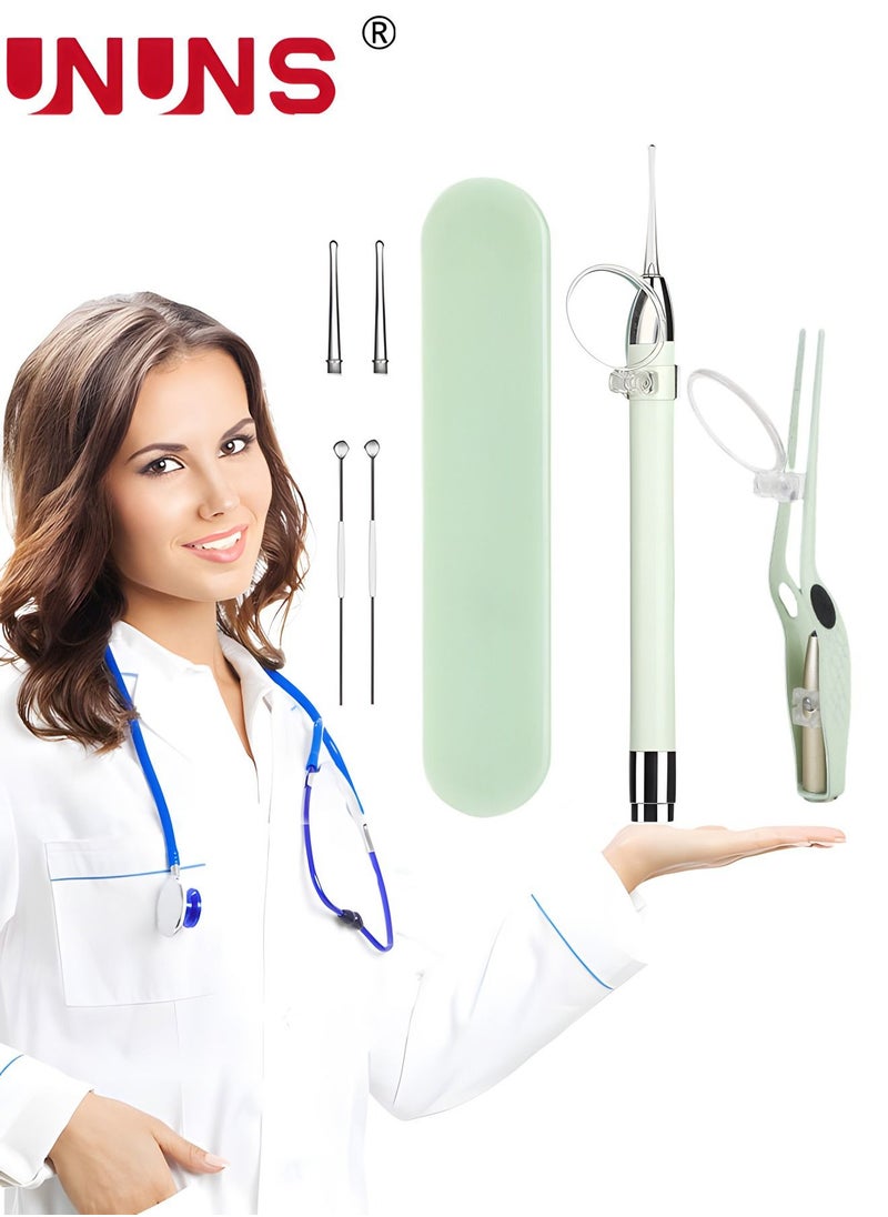 UNUNS Ear Wax Removal,Earwax Remover kit With Flashlight And 2 Interchangeable Heads,Ear Picker Clean Kit With Ear Forceps And Ear Spoons,2pcs  - Image 1