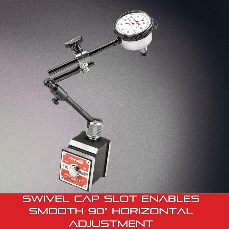 Starrett Magnetic Base Indicator Holder, Individual Component with Fine-Adjusting Screw - Ideal for Wood Working and Metal Working - 2" Upper Arm, 5/16" Diameter - 657F - Image 4