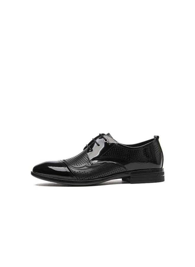Red Dragonfly Formal Leather Shoes For Men, Hollow Breathable Business Leather Shoes, Commuter Derby Shoes, Work Shoes Wtl25002 Black Size 42 - Image 1