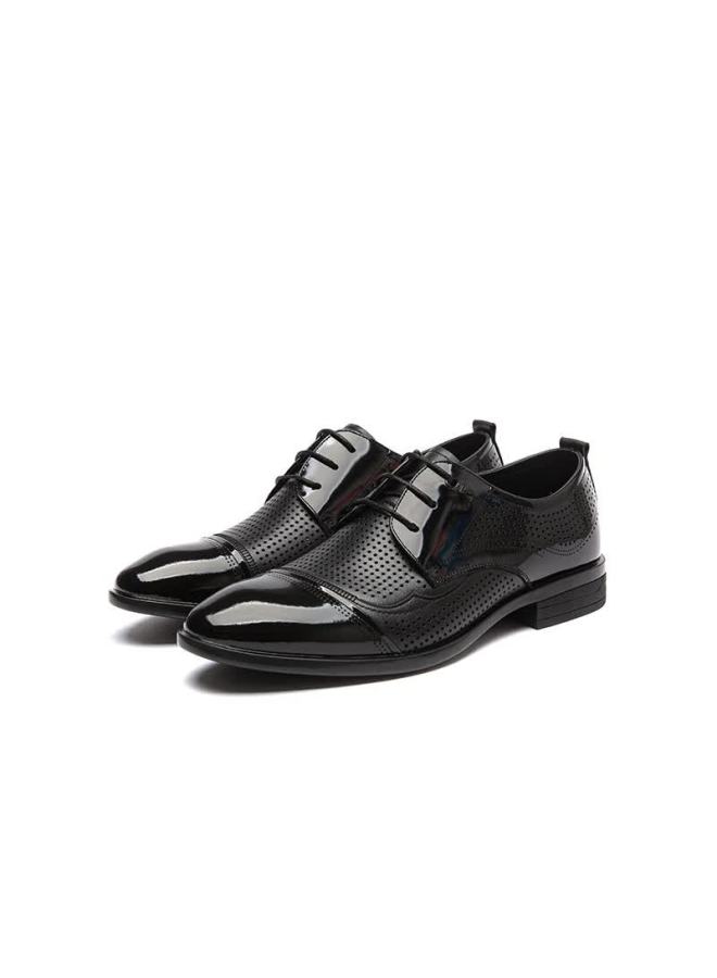 Red Dragonfly Formal Leather Shoes For Men, Hollow Breathable Business Leather Shoes, Commuter Derby Shoes, Work Shoes Wtl25002 Black Size 42 - Image 2
