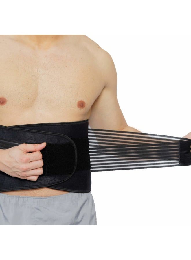 NeoTech Care Neoprene Back Brace, Lumbar Support with Double Banded Strong Compression Pull Straps - Brand - Black & Blue - Size L - Image 4