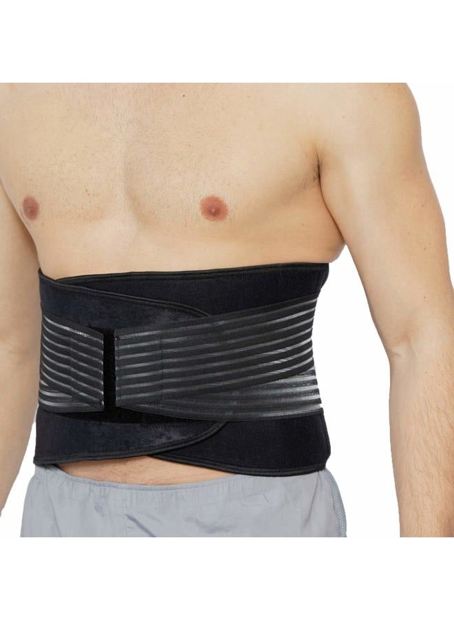 NeoTech Care Neoprene Back Brace, Lumbar Support with Double Banded Strong Compression Pull Straps - Brand - Black & Blue - Size L - Image 3