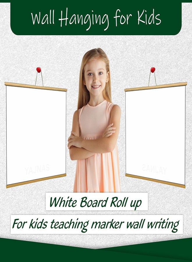 YAJNAS Roll up Wooden Black Board for Teaching Chalk Board Wall Hanging for Kids (18 x 23) (White (Pack of 6)) - Image 3
