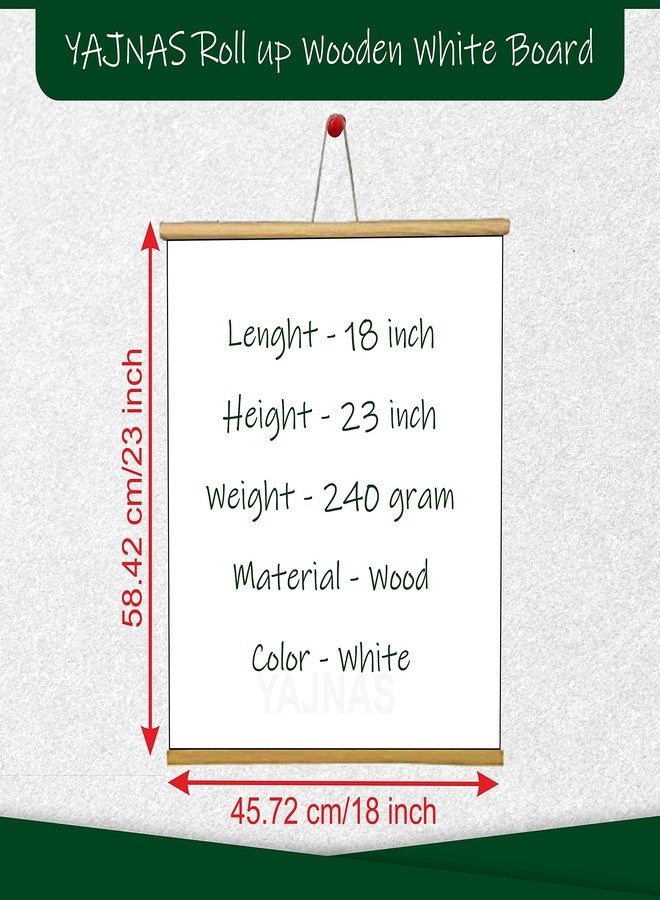 YAJNAS Roll up Wooden Black Board for Teaching Chalk Board Wall Hanging for Kids (18 x 23) (White (Pack of 6)) - Image 2
