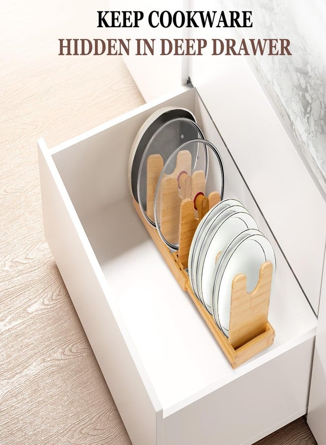 Bambition Bamboo Pot Lid Organizer, Pots and Pans Organizer Inside Cabinet, Pot Lids holder for Kitchen Countertop - Image 5