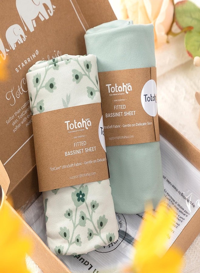 TotAha Bassinet Sheets Compatible with Baby Delight Beside Me Dreamer Bassinet, 33x20 for Baby Bedside Sleeper - Buttery Soft, Premium Stretchy Jersey Knit Sheets, 2 Pack - Image 1