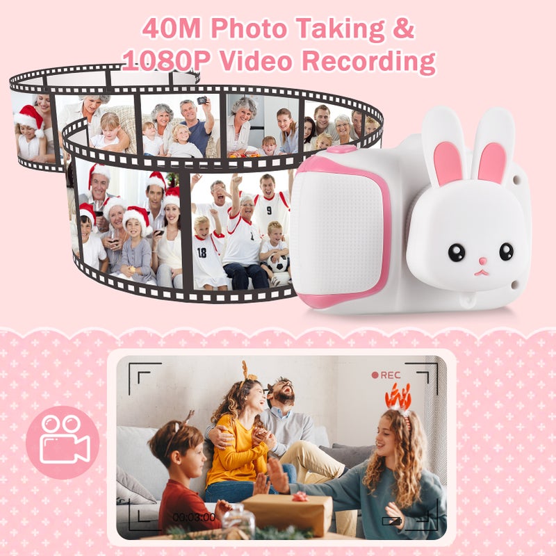 Kids Digital Camera White Mini Size 40M Photos 1080P Videos - 2.0 Inch Eye-Protecting IPS Screen Simple Operation Built-In Games for Kids Boys Girls Holiday Gifts - Image 2
