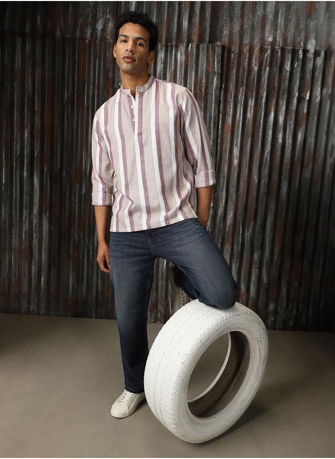 HIGH STAR Men Relaxed Fit Striped Casual Shirt  - Image 2