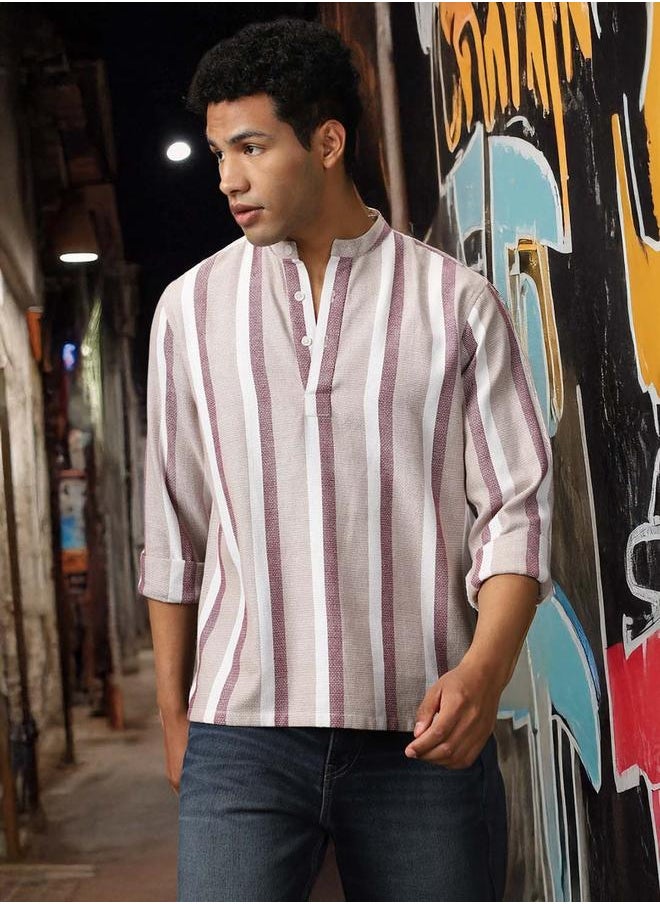 HIGH STAR Men Relaxed Fit Striped Casual Shirt  - Image 1