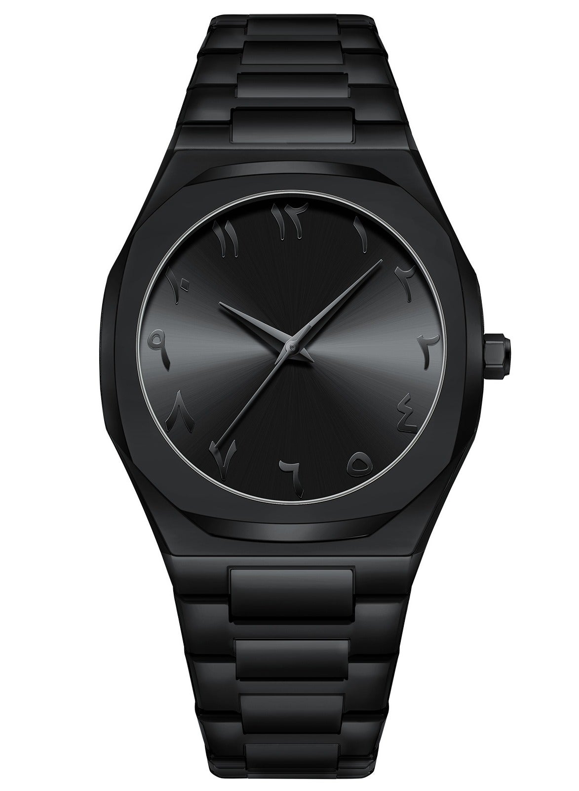 A&W Arabic Watch Aura Watch, All-Black Men's Quartz Watch with Arabic ...