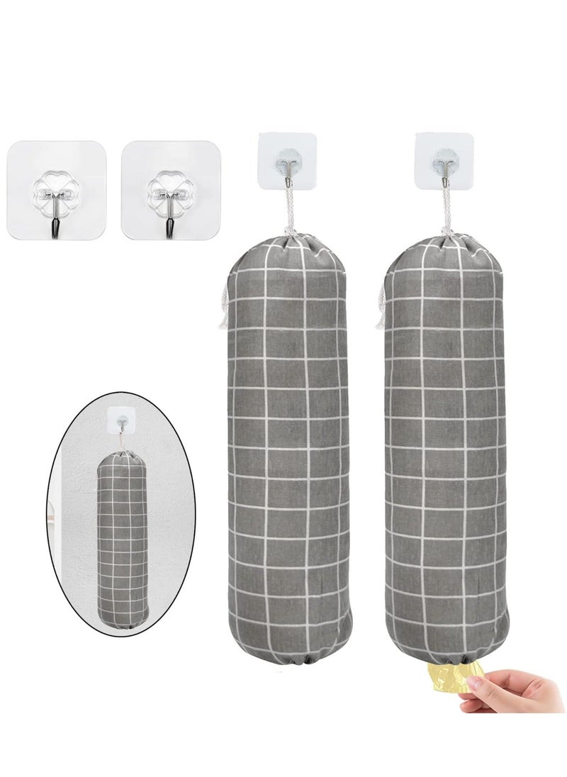 Generic Plastic Bag Holder Wall Mount Plastic Bag Organizer Dispenser Shopping Bags Carrier Washable Large Grocery Bag Storage For Home Kitchen Camper Adjustment With Drawstring Gray  - Image 1
