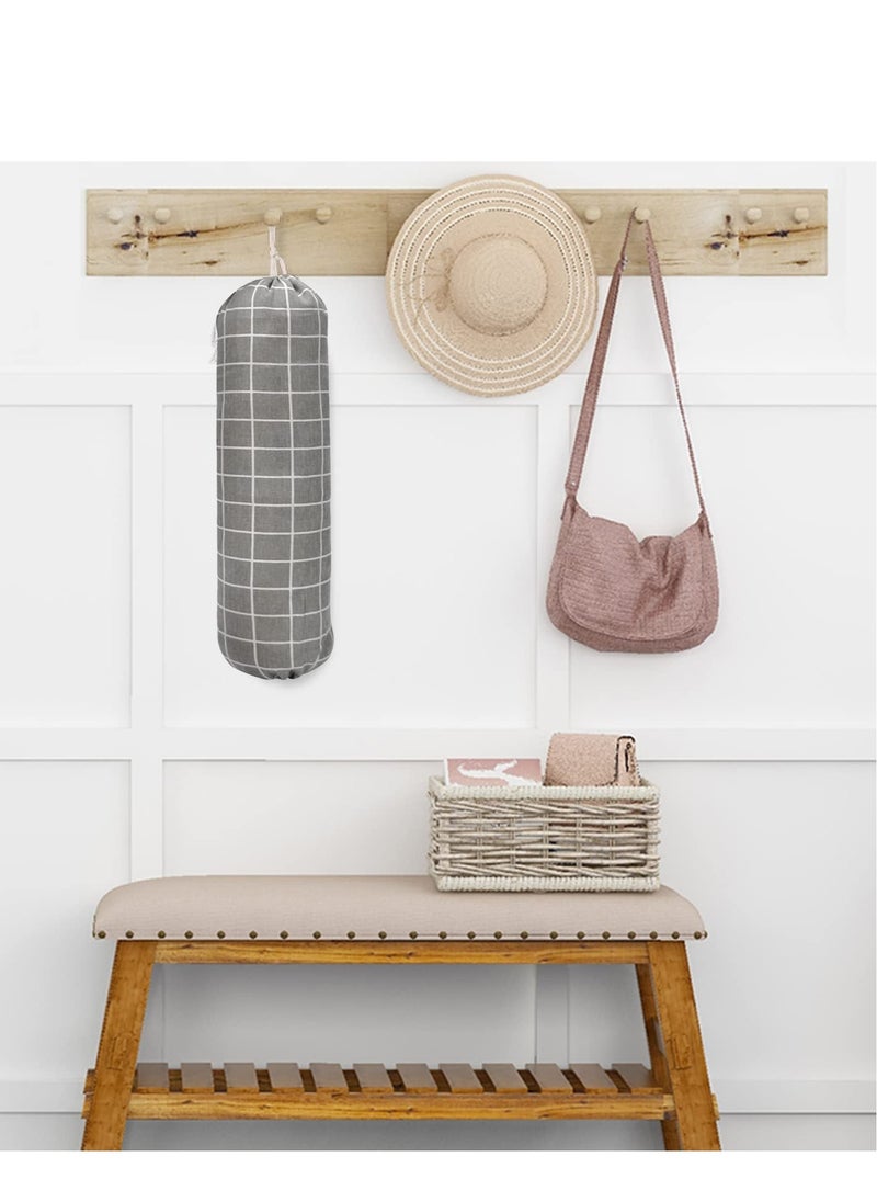 Generic Plastic Bag Holder Wall Mount Plastic Bag Organizer Dispenser Shopping Bags Carrier Washable Large Grocery Bag Storage For Home Kitchen Camper Adjustment With Drawstring Gray  - Image 2
