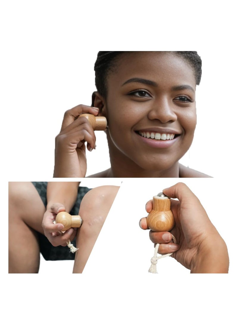 Excefore أسطوانة ثلجية خشبية للوجه مع كرة رولر فولاذية لتخفيف التوتر وتهدئة الأعصاب، أسطوانة ثلجية مهدئة للوجه والعينين، تخفيف الانتفاخ، تنشيط بشرتك بأناقة جليدية - Image 2