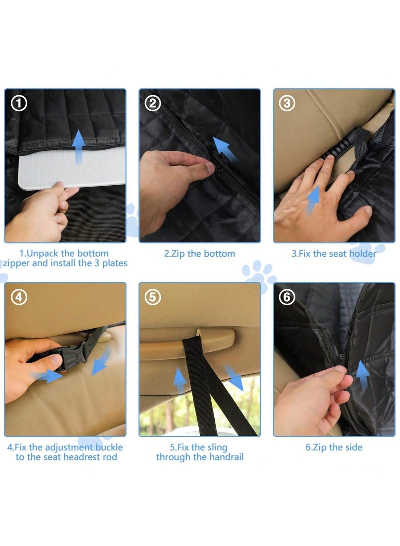 Dog Car Seat Cover for Back Seat, Back Seat  for Dogs with Hard Bottom , Scratchproof Hammock Design, Comfortable Travel for Dogs and Cats, Fits Cars SUVs - Image 4