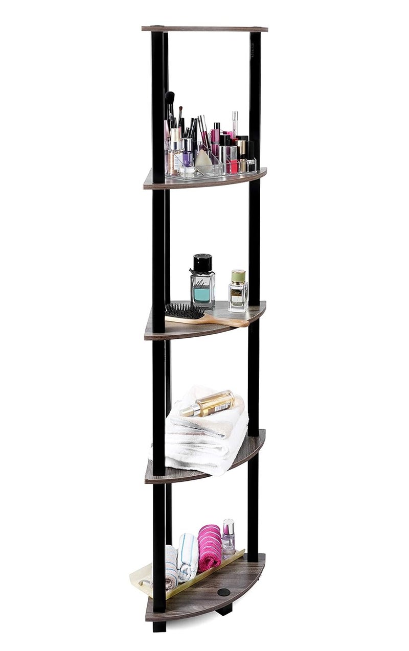 STAR WORK Plastic 5 Tier Corner Shelf Industrial Wall Corner Bookshelf Corner Storage Rack Shelves Display Plant Flower Stand Bookcase For Home Office Kitchen 49X2X1 Feet - Image 5